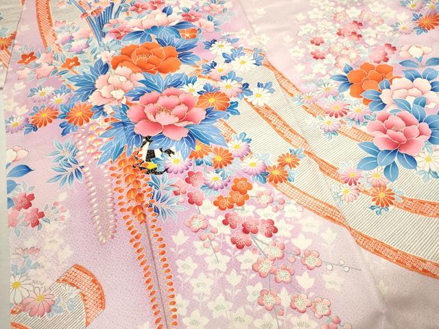 平和屋着物[]七五三　女の子　７歳　祝着　四つ身　駒刺繍　花車文　暈し染め　金彩　逸品　CAAZ7022ze