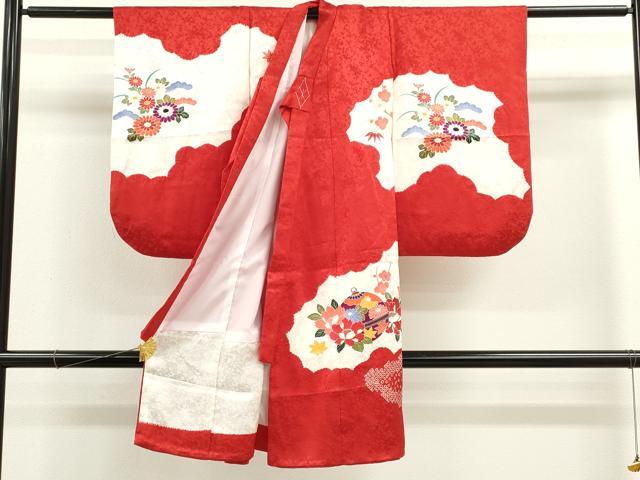 平和屋着物[]お宮参り　女の子　祝着　産着　初着　のしめ　絞り　鈴舞蝶花文　金彩　逸品　CAAZ7054ze