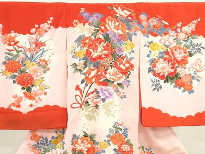 平和屋着物[]お宮参り　女の子　祝着　産着　初着　のしめ　花車文　暈し染め　金彩　逸品　CAAZ7057ze