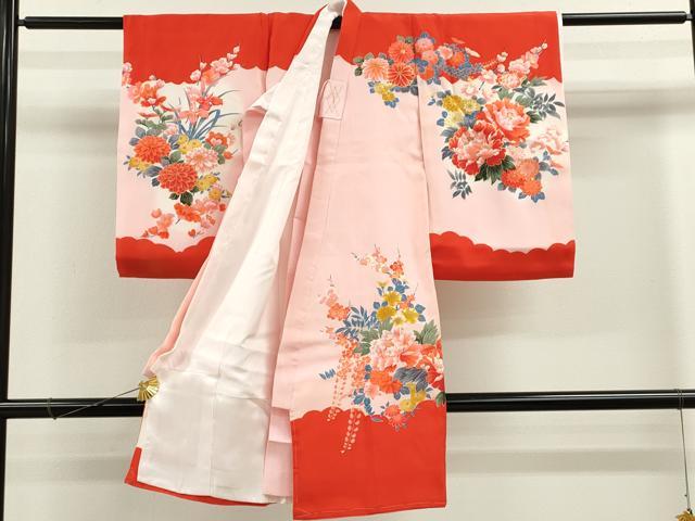 平和屋着物[]お宮参り　女の子　祝着　産着　初着　のしめ　花車文　暈し染め　金彩　逸品　CAAZ7057ze