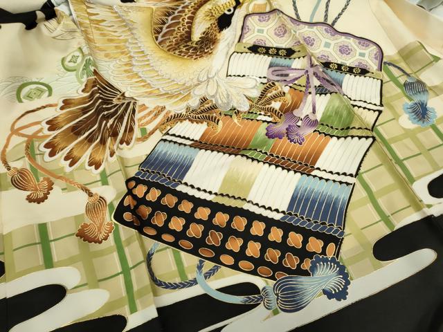 平和屋着物[]お宮参り　男の子　祝着　産着　初着　のしめ　刺繍　鷹　鎧脅し　金彩　逸品　CAAZ7058ze