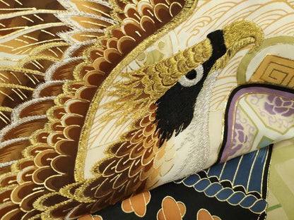 平和屋着物[]お宮参り　男の子　祝着　産着　初着　のしめ　刺繍　鷹　鎧脅し　金彩　逸品　CAAZ7058ze