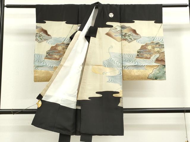 平和屋着物[]お宮参り　男の子　祝着　産着　初着　のしめ　鷹　飛鶴吉祥松文　金彩　逸品　CAAZ7059ze