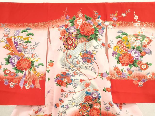 平和屋着物[]お宮参り　女の子　祝着　産着　初着　のしめ　鼓吉祥草花文　暈し染め　金彩　逸品　CAAZ7060ze