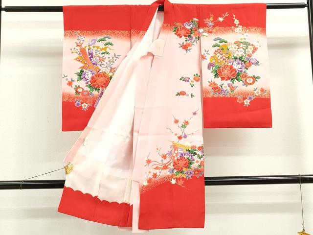 平和屋着物[]お宮参り　女の子　祝着　産着　初着　のしめ　鼓吉祥草花文　暈し染め　金彩　逸品　CAAZ7060ze