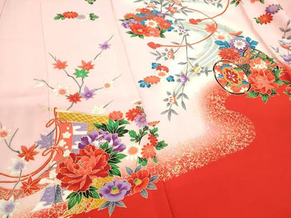 平和屋着物[]お宮参り　女の子　祝着　産着　初着　のしめ　鼓吉祥草花文　暈し染め　金彩　逸品　CAAZ7060ze