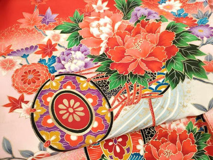 平和屋着物[]お宮参り　女の子　祝着　産着　初着　のしめ　鼓吉祥草花文　暈し染め　金彩　逸品　CAAZ7060ze