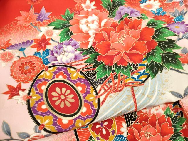 平和屋着物[]お宮参り　女の子　祝着　産着　初着　のしめ　鼓吉祥草花文　暈し染め　金彩　逸品　CAAZ7060ze