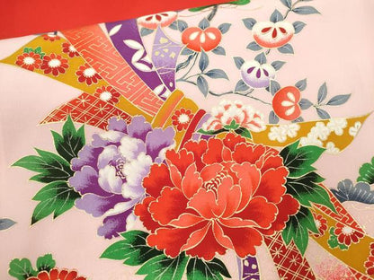 平和屋着物[]お宮参り　女の子　祝着　産着　初着　のしめ　鼓吉祥草花文　暈し染め　金彩　逸品　CAAZ7060ze