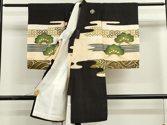 平和屋着物[]お宮参り　男の子　祝着　産着　初着　のしめ　刺繍　鯉　立波吉祥笠松文　金彩　逸品　CAAZ7061ze
