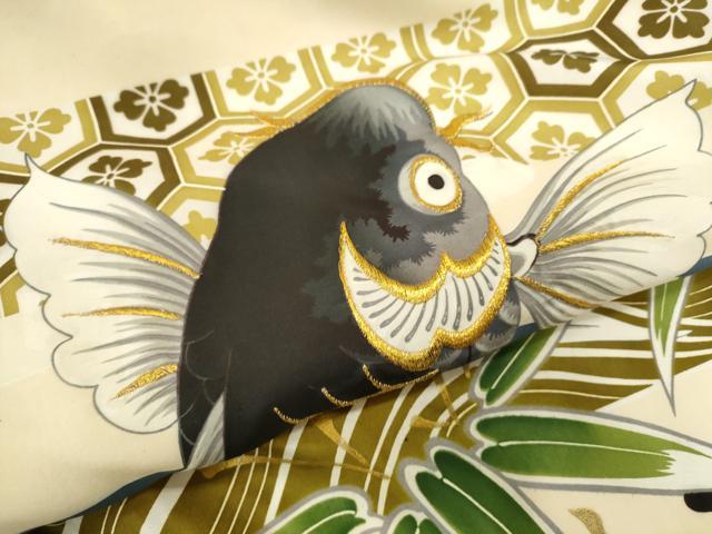 平和屋着物[]お宮参り　男の子　祝着　産着　初着　のしめ　刺繍　鯉　立波吉祥笠松文　金彩　逸品　CAAZ7061ze