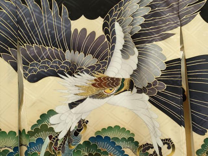 平和屋着物[]お宮参り　男の子　祝着　産着　初着　のしめ　鷹　絵巻吉祥梅松文　逸品　CAAZ7063ze