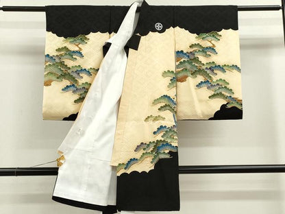 平和屋着物[]お宮参り　男の子　祝着　産着　初着　のしめ　鷹　絵巻吉祥梅松文　逸品　CAAZ7063ze