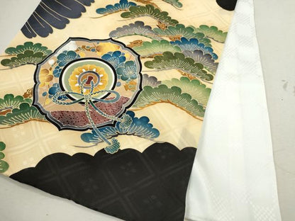平和屋着物[]お宮参り　男の子　祝着　産着　初着　のしめ　鷹　絵巻吉祥梅松文　逸品　CAAZ7063ze