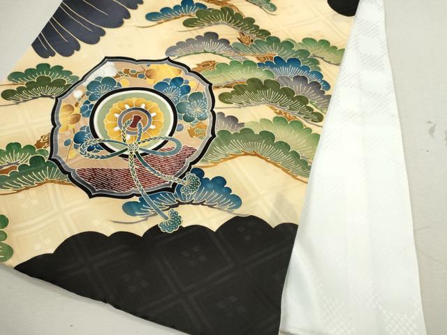 平和屋着物[]お宮参り　男の子　祝着　産着　初着　のしめ　鷹　絵巻吉祥梅松文　逸品　CAAZ7063ze