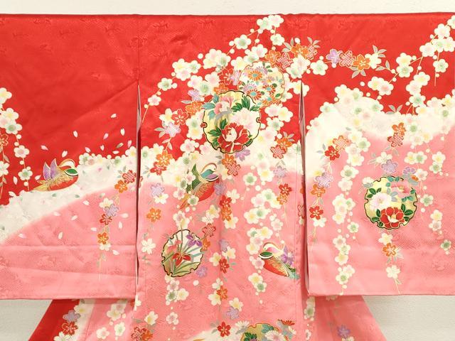 平和屋着物[]お宮参り　女の子　祝着　産着　初着　のしめ　雪輪重ね鴛鴦草花文　金彩　逸品　CAAZ7064ze