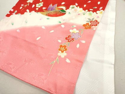 平和屋着物[]お宮参り　女の子　祝着　産着　初着　のしめ　雪輪重ね鴛鴦草花文　金彩　逸品　CAAZ7064ze