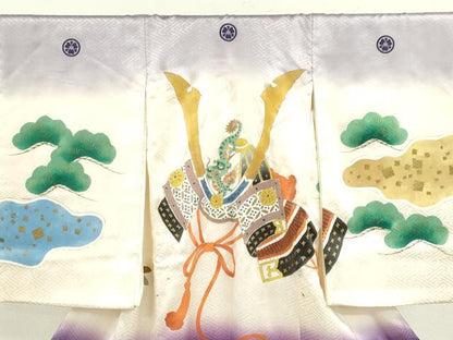 平和屋着物[]お宮参り　男の子　祝着　産着　初着　のしめ　駒刺繍　龍　兜松文　暈し染め　金彩　逸品　CAAZ7066ze