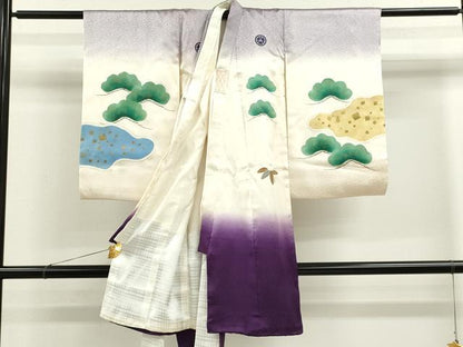 平和屋着物[]お宮参り　男の子　祝着　産着　初着　のしめ　駒刺繍　龍　兜松文　暈し染め　金彩　逸品　CAAZ7066ze
