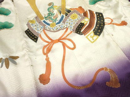 平和屋着物[]お宮参り　男の子　祝着　産着　初着　のしめ　駒刺繍　龍　兜松文　暈し染め　金彩　逸品　CAAZ7066ze