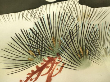 平和屋着物[]お宮参り　男の子　祝着　産着　初着　のしめ　手描き　刺繍　鷹　立波松文　金糸　逸品　CAAZ7067ze