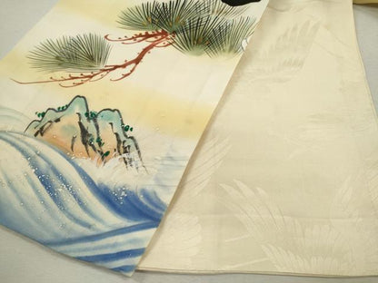 平和屋着物[]お宮参り　男の子　祝着　産着　初着　のしめ　手描き　刺繍　鷹　立波松文　金糸　逸品　CAAZ7067ze