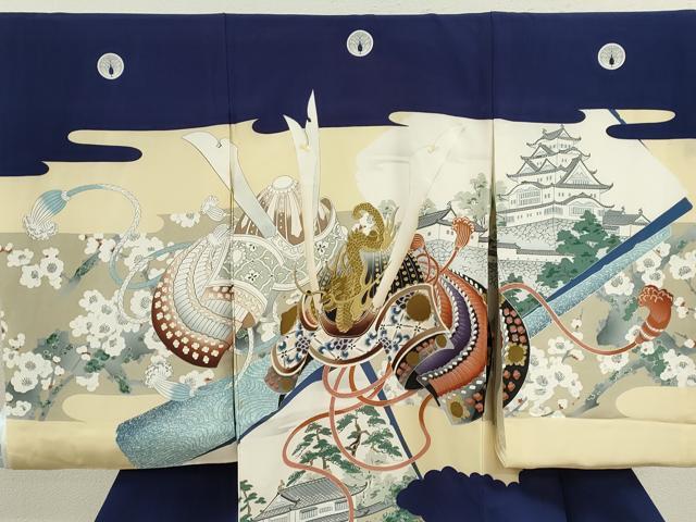 平和屋着物[]お宮参り　男の子　祝着　産着　初着　のしめ　龍　兜　風景梅文　逸品　CAAZ7068ze