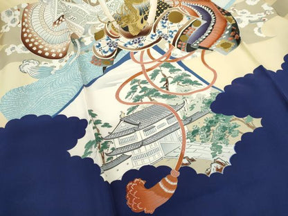 平和屋着物[]お宮参り　男の子　祝着　産着　初着　のしめ　龍　兜　風景梅文　逸品　CAAZ7068ze