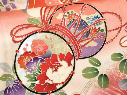 平和屋着物[]お宮参り　女の子　祝着　産着　初着　のしめ　鴛鴦舞蝶吉祥花文　暈し染め　金銀彩　逸品　CAAZ7069ze