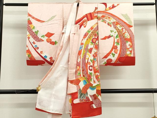 平和屋着物[]お宮参り　女の子　祝着　産着　初着　のしめ　駒刺繍　束ね熨斗飛鶴　金彩　逸品　CAAZ7070ze