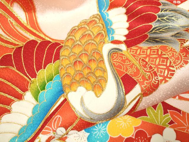 平和屋着物[]お宮参り　女の子　祝着　産着　初着　のしめ　駒刺繍　束ね熨斗飛鶴　金彩　逸品　CAAZ7070ze