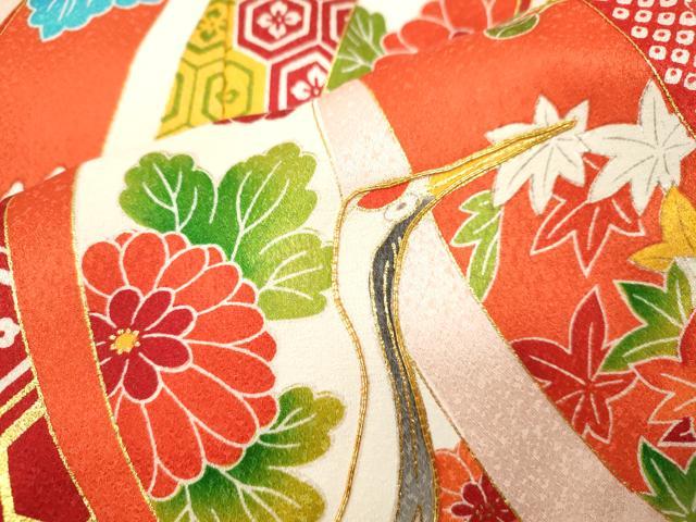平和屋着物[]お宮参り　女の子　祝着　産着　初着　のしめ　駒刺繍　束ね熨斗飛鶴　金彩　逸品　CAAZ7070ze