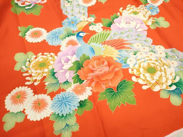 平和屋着物[]お宮参り　女の子　祝着　産着　初着　のしめ　駒刺繍　孔雀草花文　金彩　逸品　CAAZ7072ze