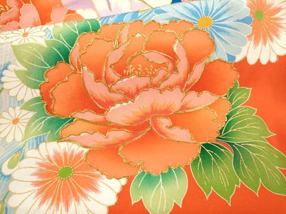 平和屋着物[]お宮参り　女の子　祝着　産着　初着　のしめ　駒刺繍　孔雀草花文　金彩　逸品　CAAZ7072ze