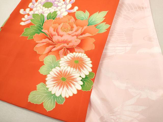 平和屋着物[]お宮参り　女の子　祝着　産着　初着　のしめ　駒刺繍　孔雀草花文　金彩　逸品　CAAZ7072ze