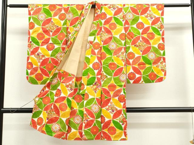 平和屋着物[]七五三　女の子　３歳　祝着　三つ身　七宝花文　金彩　逸品　CAAZ7073ze