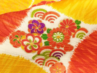平和屋着物[]七五三　女の子　３歳　祝着　三つ身　七宝花文　金彩　逸品　CAAZ7073ze