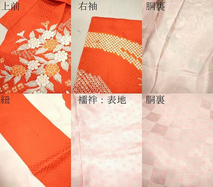 平和屋着物[]七五三　女の子　３歳　祝着　三つ身　長襦袢セット　駒刺繍　草花文　金彩　CAAZ7074ze