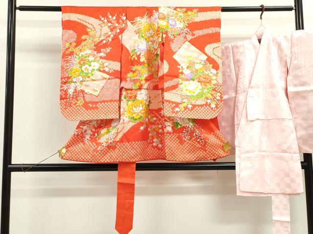 平和屋着物[]七五三　女の子　３歳　祝着　三つ身　長襦袢セット　駒刺繍　草花文　金彩　CAAZ7074ze