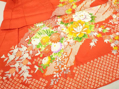 平和屋着物[]七五三　女の子　３歳　祝着　三つ身　長襦袢セット　駒刺繍　草花文　金彩　CAAZ7074ze