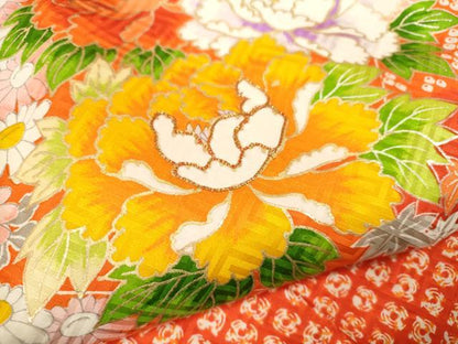 平和屋着物[]七五三　女の子　３歳　祝着　三つ身　長襦袢セット　駒刺繍　草花文　金彩　CAAZ7074ze