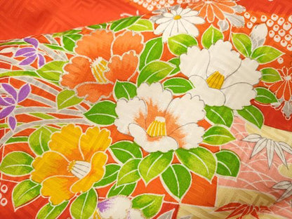 平和屋着物[]七五三　女の子　３歳　祝着　三つ身　長襦袢セット　駒刺繍　草花文　金彩　CAAZ7074ze