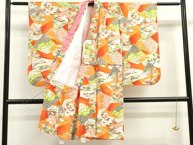 平和屋着物[]七五三　女の子　７歳　祝着　四つ身　切嵌吉祥草花文　金彩　逸品　CAAZ7075ze