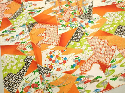 平和屋着物[]七五三　女の子　７歳　祝着　四つ身　切嵌吉祥草花文　金彩　逸品　CAAZ7075ze