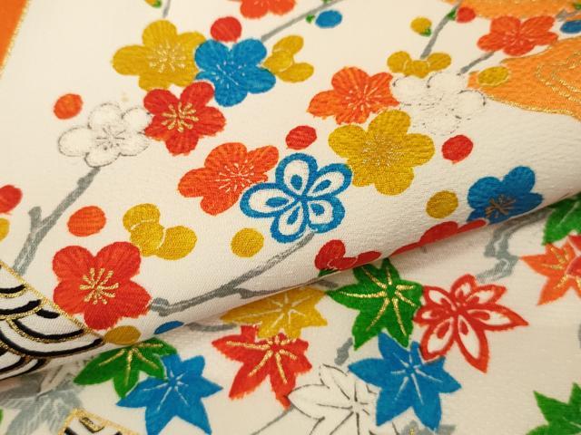平和屋着物[]七五三　女の子　７歳　祝着　四つ身　切嵌吉祥草花文　金彩　逸品　CAAZ7075ze