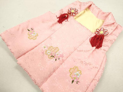 平和屋着物[]七五三　女の子　３歳　被布　総刺繍　舞桜文　金糸　洗える着物　CAAZ7078ze