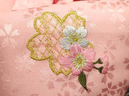 平和屋着物[]七五三　女の子　３歳　被布　総刺繍　舞桜文　金糸　洗える着物　CAAZ7078ze