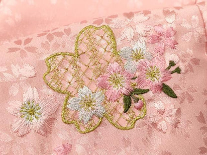 平和屋着物[]七五三　女の子　３歳　被布　総刺繍　舞桜文　金糸　洗える着物　CAAZ7078ze