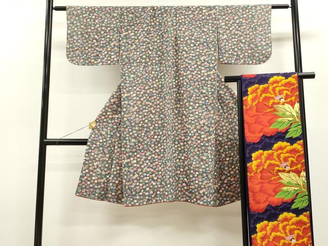 平和屋着物[]七五三　女の子　７歳　祝着　四つ身　袋帯セット　花尽くし　逸品　CAAZ7079ze