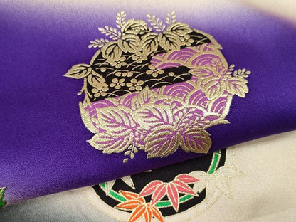 平和屋着物∵女の子 十三参り 子供 祝着・袋帯セット 駒刺繍 草花丸文 暈し染め 金彩 逸品 CAAZ7080ze